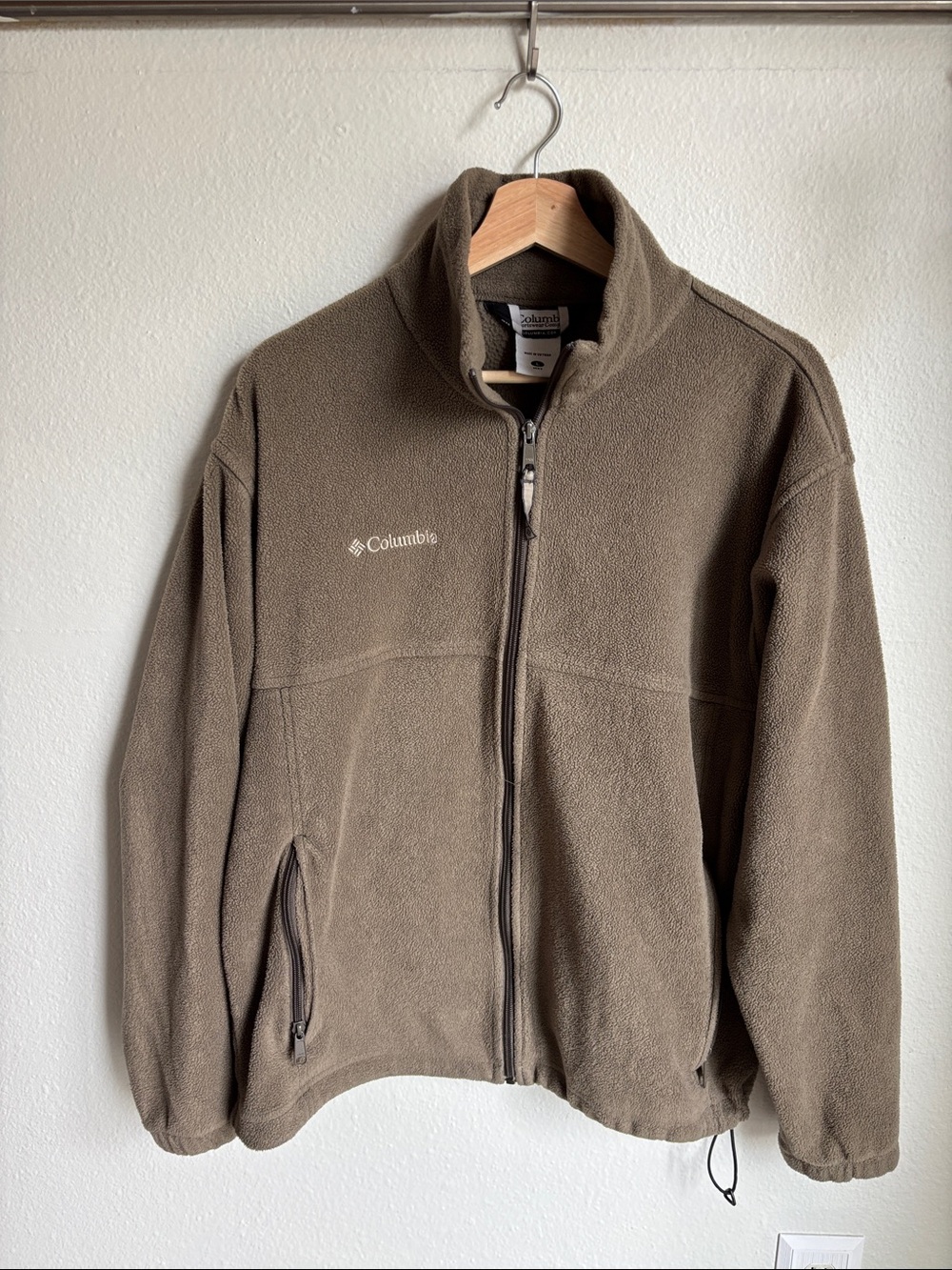 COLUMBIA Neutral Tan Gorpcore Zipper Fleece Jacket Large